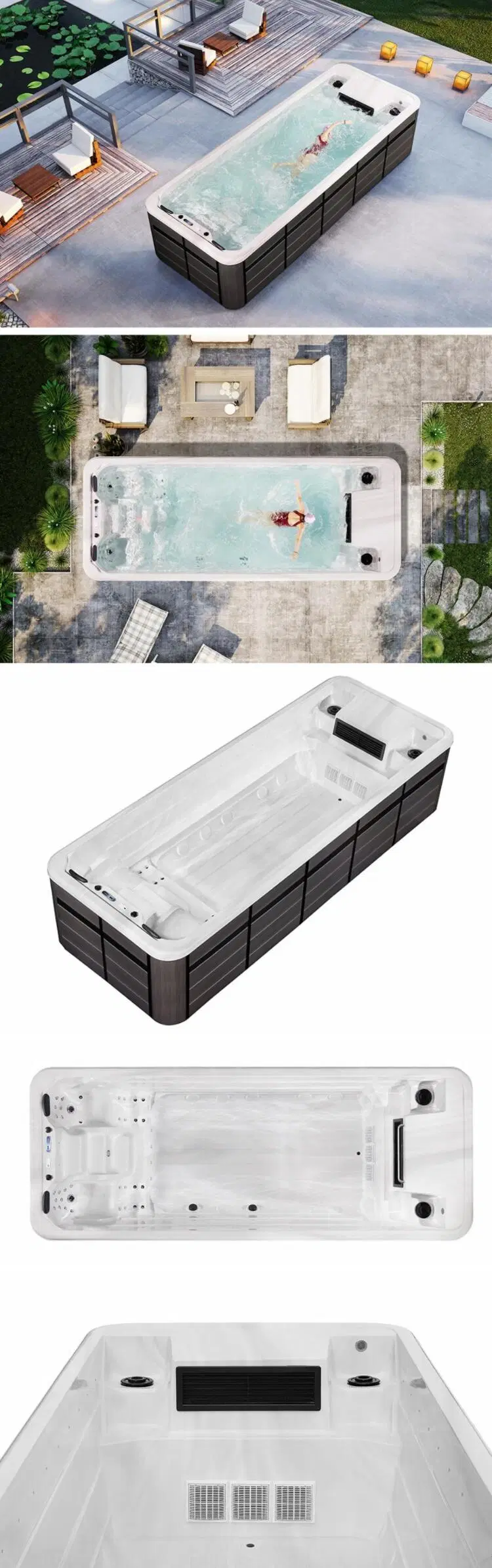 5.8m Length Good Price Garden Frame Endless Acrylic Above Ground Swimming Water Pool Whirlpool Bath Tub Outdoor Swim SPA