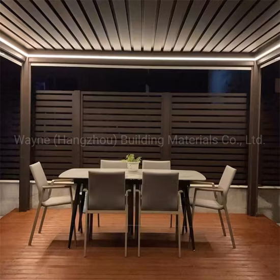 屋外ガーデン防水スパアルミオーニング電動オープンパティオ屋根ルーバーパーゴラリモコンガゼボ格納式サンシェード付き